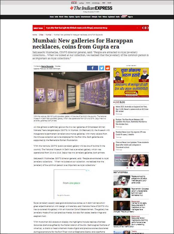 Mumbai: New galleries for Harappan Necklaces, coins for Gupta era ,The Indian Express